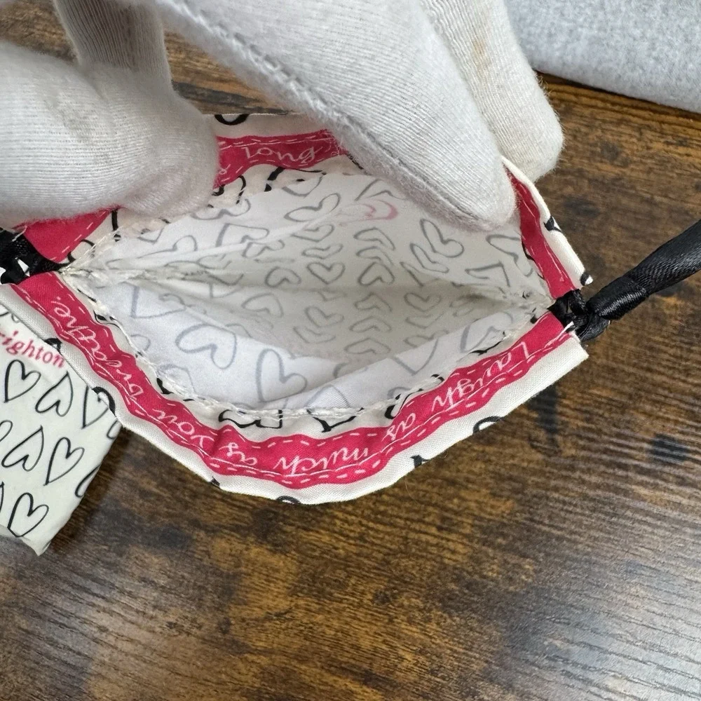 Lot Of 2 Vintage BRIGHTON Bag Black White Medium Hearts Drawstring Jewelry Pouch